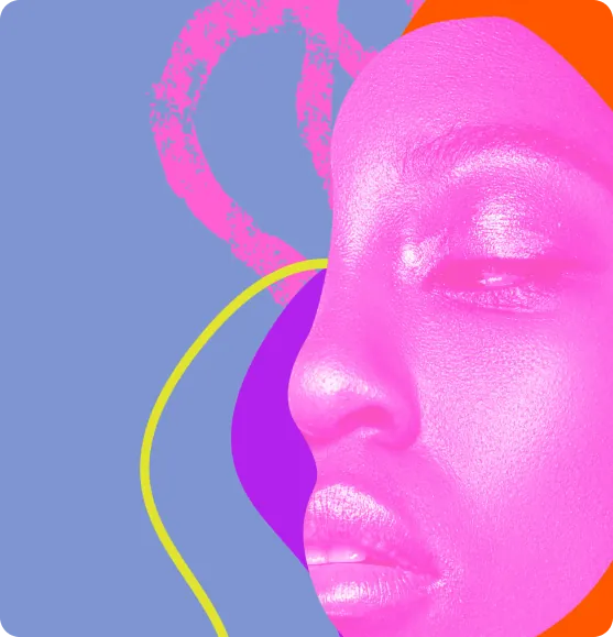 Pink face collage artwork